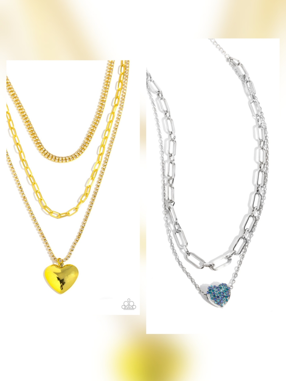 Layered Heart Pendant Necklace - Gold or Silver